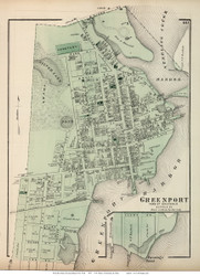 Greenport Village and Fannings Point - Southold, New York 1873 Old Town Map Reprint - Suffolk Co. (Suffolk Atlas)
