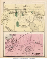 Southold and Mattituck Villages - Southold, New York 1873 Old Town Map Reprint - Suffolk Co. (Suffolk Atlas)