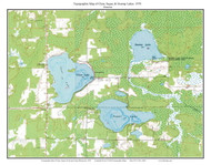 Clear, Sugar & Swamp Lakes  1970 - Custom USGS Old Topo Map - Minnesota - Mille Lacs Lake Area