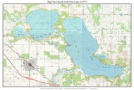 Big Pine Lake & Little Pine Lake 1975 - Custom USGS Old Topo Map - Minnesota - DTL - North