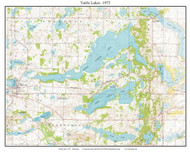 Turtle Lakes 1975 - Custom USGS Old Topo Map - Minnesota - DTL - North