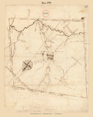 Barre, Massachusetts 1794 Old Town Map Reprint - Roads Place Names  Massachusetts Archives