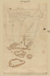 North Yarmouth, Maine 1795 Old Town Map Reprint - Roads Place Names  Massachusetts Archives