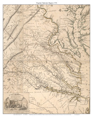 Virginia Tidewater Region 1755 Fry & Jefferson - Old State Map Custom Reprint