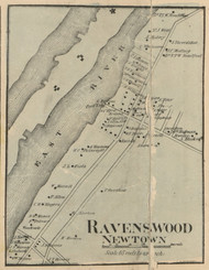 Ravenswood - Newtown, New York 1859 Old Town Map Custom Print - Queens Co.