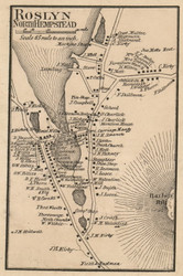 Roslyn - North Hempstead, New York 1859 Old Town Map Custom Print - Queens Co.