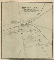 Hicksville - Oyster Bay, New York 1859 Old Town Map Custom Print - Queens Co.
