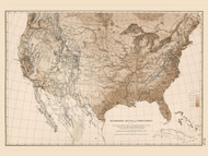 Hypsometric Sketch of the United States 1870 - Walker 1870 9th Census Atlas - USA Atlases