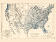 Rain Chart of the United States 1872 - Walker 1870 9th Census Atlas - USA Atlases