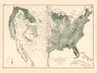 Distribution of Woodland in the United States 1873 - Walker 1870 9th Census Atlas - USA Atlases