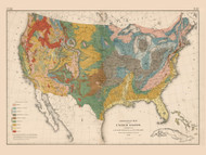 Geological Map of the United States 1874 - Walker 1870 9th Census Atlas - USA Atlases