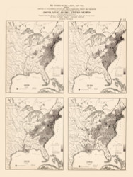 Population of the United States 1790-1820 - Walker 1870 9th Census Atlas Eastern - USA Atlases
