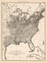 Population of the United States 1860 - Walker 1870 9th Census Atlas Eastern - USA Atlases