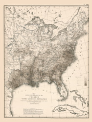 Proportion of the Colored to Aggregate Population in the United States 1870 - Walker 1870 9th Census Atlas Eastern - USA Atlases