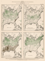 Range of Crops in the United States - Wheat, Tobacco, Hay, etc. 1870 - Walker 1870 9th Census Atlas Eastern - USA Atlases