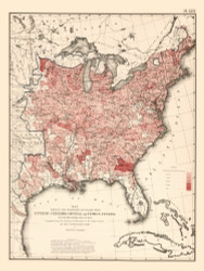Proportion of Deaths from Typhus & Other Fevers in the United States 1870 - Walker 1870 9th Census Atlas Eastern - USA Atlases