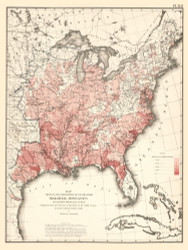 Proportion of Deaths from Malarial Diseases in the United States 1870 - Walker 1870 9th Census Atlas Eastern - USA Atlases