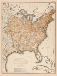 Degree of Taxation per Capita in the United States 1870 - Walker 1870 9th Census Atlas Eastern - USA Atlases