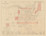 Topeka 1887 Bartholomew - Old Map Reprint - Kansas Cities