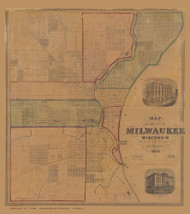 Milwaukee 1859 Walling - Old Map Reprint - Wisconsin Cities