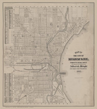 Milwaukee 1887 Wright - Old Map Reprint - Wisconsin Cities