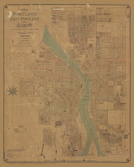 Portland 1889 Habersham & Tarbet - Old Map Reprint - Oregon Cities