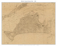 Martha's Vineyard Nautical Chart 1860 US Coast Survey - Old Map Custom Print