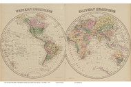 World Map - Western and Eastern Hemispheres, Maryland 1878 Old Map Reprint - Anne Arundel County Atlas