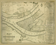Pittsburgh 1835 - Old Map Reprint PA Cities