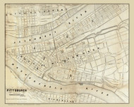 Pittsburgh 1852 - Old Map Reprint PA Cities