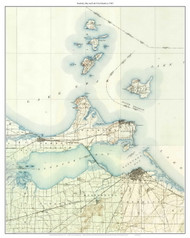 Sandusky Bay & Islands 1942 - Custom USGS Old Topo Map - Ohio
