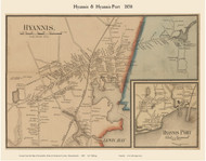 Hyannis & Hyannis Port, Massachusetts 1858 Old Town Map Custom Print - Barnstable Co.