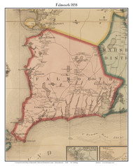 Falmouth, Massachusetts 1858 Old Town Map Custom Print - Barnstable Co.