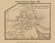 Vineyard Haven Village, Massachusetts 1858 Old Town Map Custom Print - Barnstable Co.