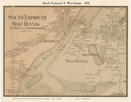 South Yarmouth and West Dennis Villages, Massachusetts 1858 Old Town Map Custom Print - Barnstable Co.