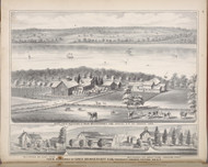 Owasco - David Brinkerhoff Farm Buildings , New York 1875 - Old Town Map Reprint - Cayuga Co. Atlas