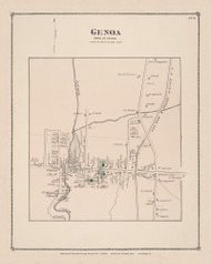 Genoa Village, New York 1875 - Old Town Map Reprint - Cayuga Co. Atlas