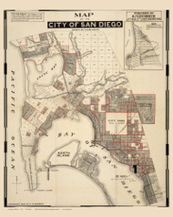 San Diego 1894 Beasley - Old Map Reprint - California Cities