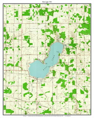 Bass Lake 1962 - Custom USGS Old Topo Map - Indiana
