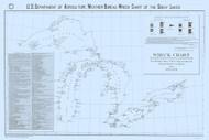 Great Lakes Shipwrecks - Blue Color 1891 - Old Map Reprint Nautical Chart