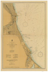 Lake Front, Chicago 1901 Lake Michigan Harbor Chart Reprint LS92