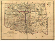 Oklahoma 1887 General Land Office Indian Territory - Old State Map Reprint
