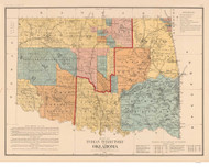 Oklahoma 1890 U.S. Bureau of the Census - Railroads Indian Territory - Old State Map Reprint