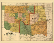 Oklahoma 1892 Rand McNally Indian Territory - Old State Map Reprint