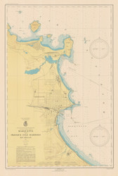 Marquette and Presque Isle Harbors 1945 Lake Superior Harbor Chart Reprint 935