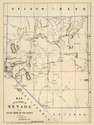 Nevada 1866 Holdredge - Old State Map Reprint