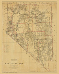 Nevada 1879 GLO - Old State Map Reprint