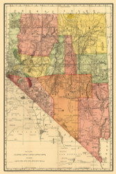 Nevada 1893 Rand - Old State Map Reprint