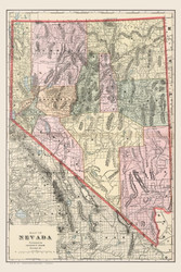 Nevada 1901 Cram - Old State Map Reprint