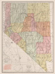 Nevada 1912 Rand - Old State Map Reprint
